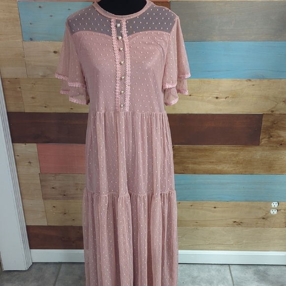 SHEIN Dresses & Skirts - SHEIN Pink Polka Dot Maxi Dress